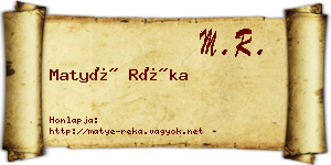 Matyé Réka névjegykártya
